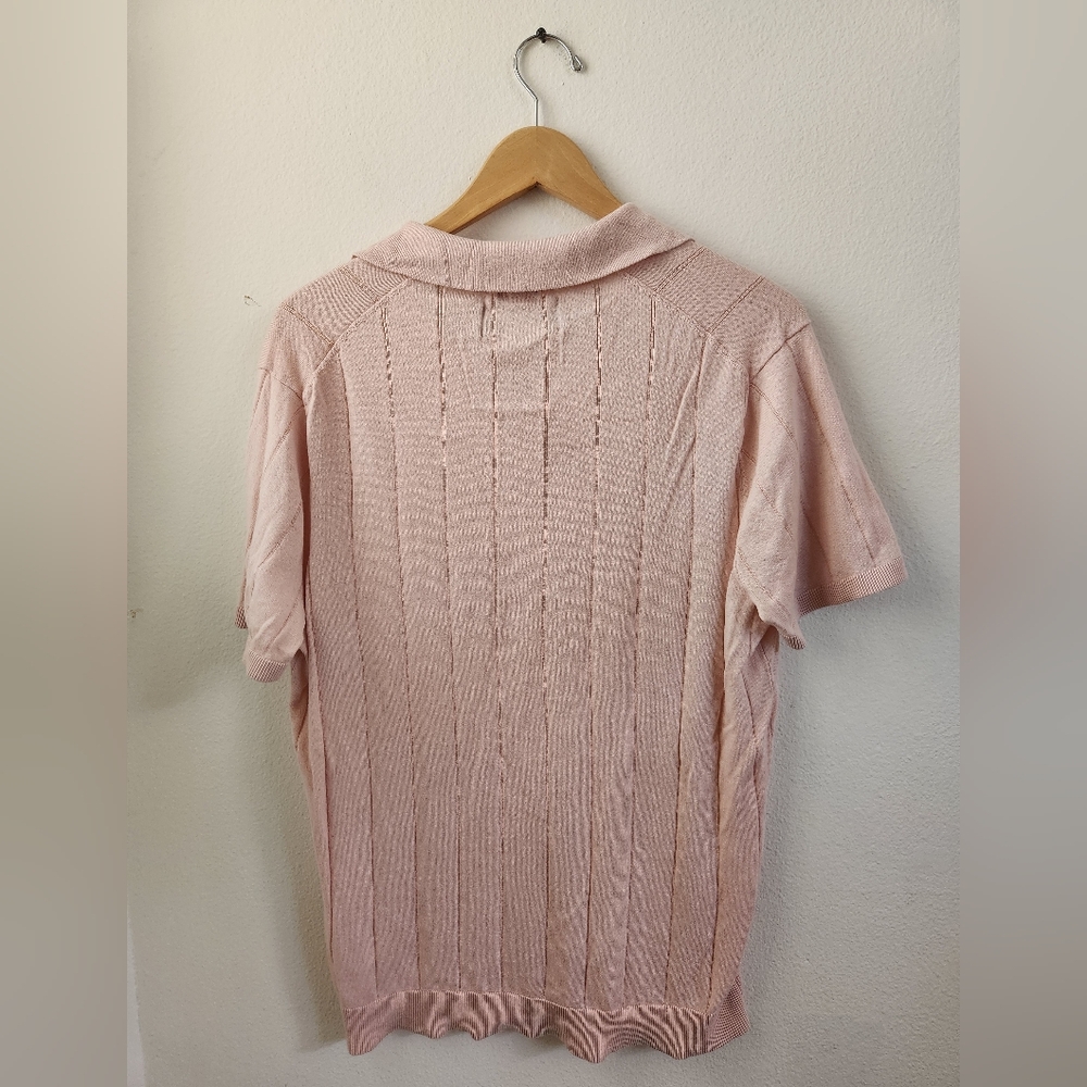 Abercrombie & Fitch Men's Featherweight Knit Polo Short‎ Sleeve Light Pink XL - Picture 5 of 7